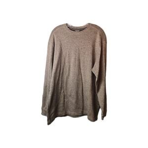 Geoffrey Beene Sweater Mens L Brown Textured Knit Ribbed Trim Long Sleeve